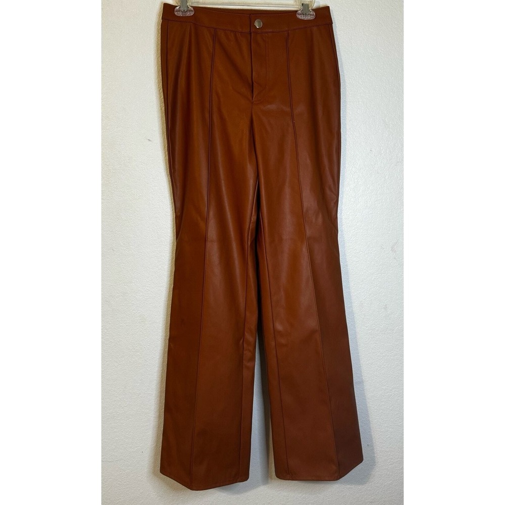 Wild Fable Faux Leather Pants Womens Brown Flare Leg High‎ Waist Career Trendy